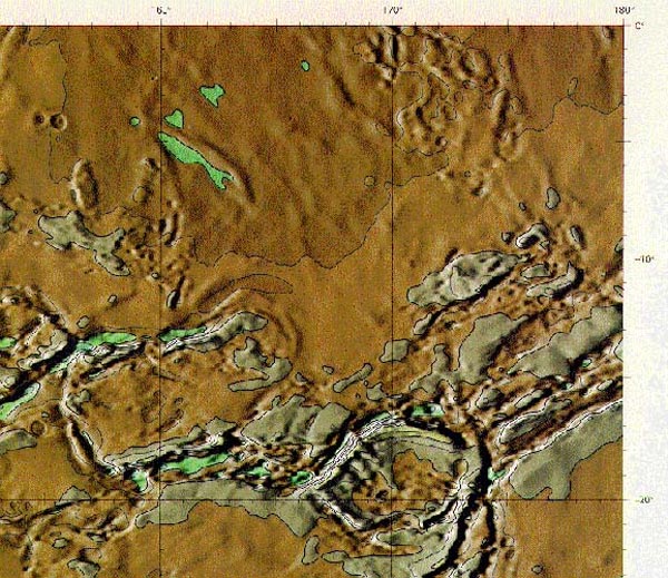 Фрагмент гипсометрической карты Венеры.